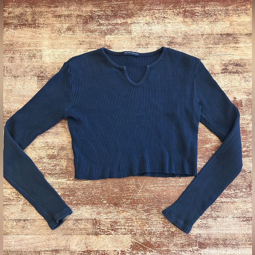 Brandy Melville Charcoal Ribbed Top